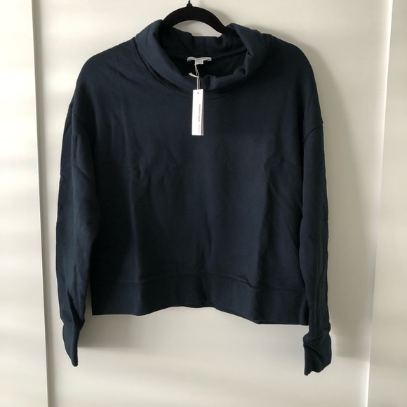 James Perse Navy Cowl Neck Sweatshirt 2 M - Picture 2 of 8